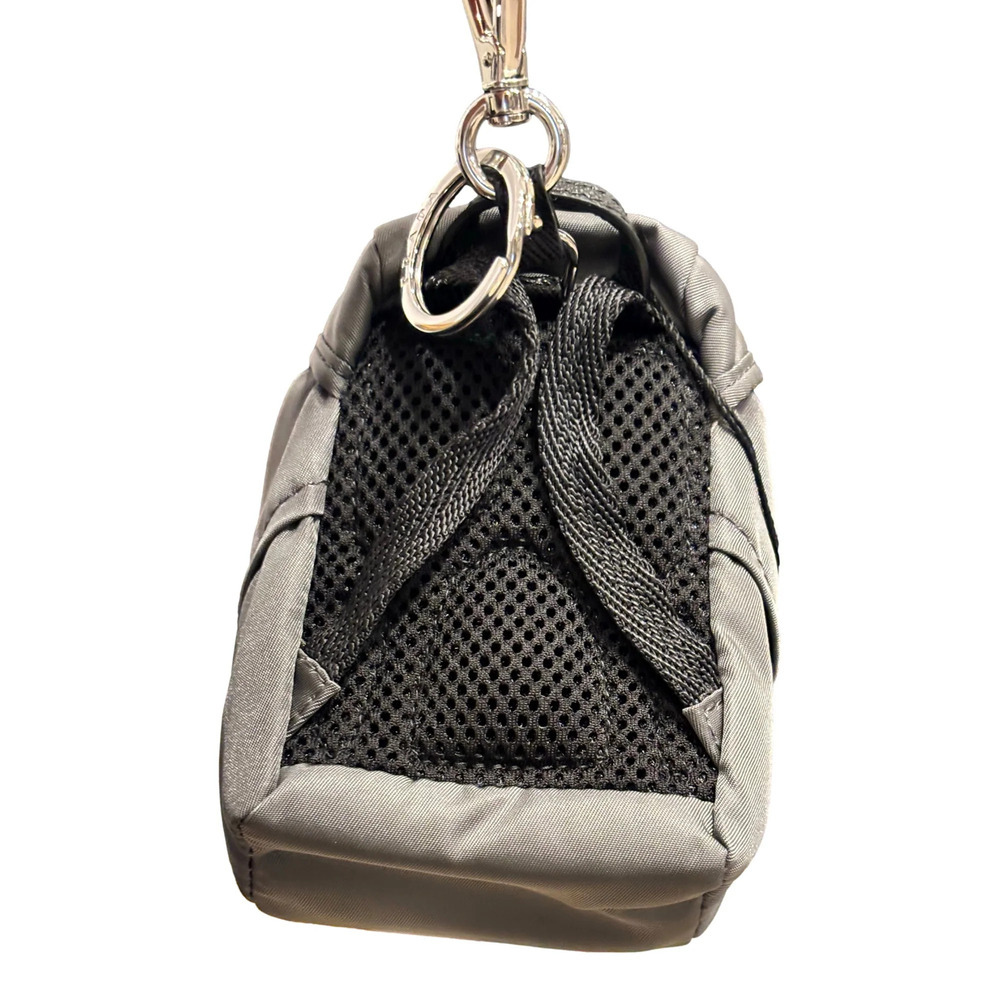 Prada Grey Nylon Mini Backpack Bag Charm Keychain with Triangle